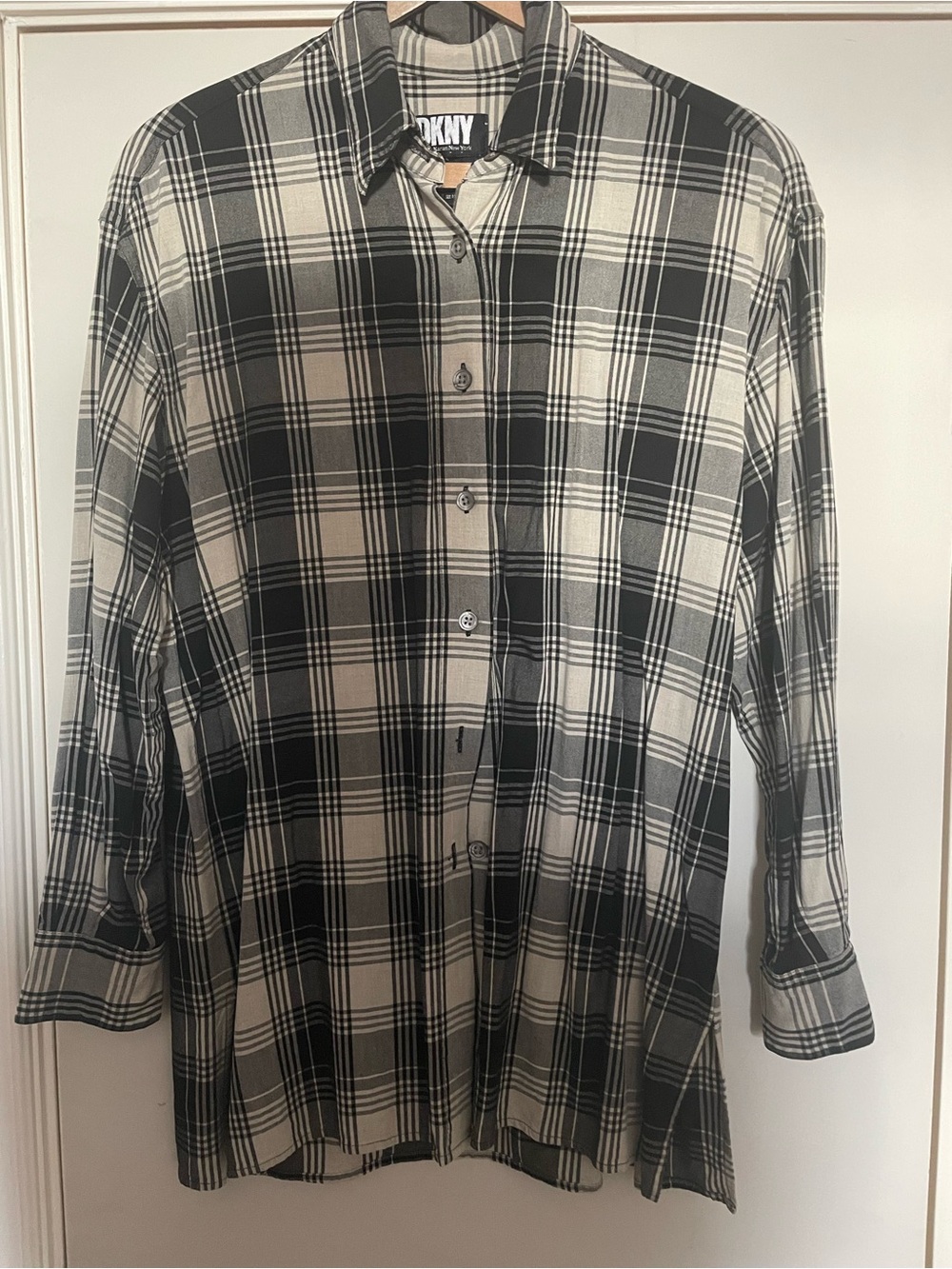 Vintage DKNY Black & White rayon 100% Shirt 90s